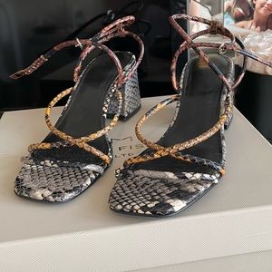 Marc Fisher block heels, snakeprint multicolored, size 7